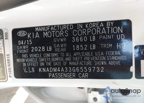 2016 Kia Rio Lx z USA, uszkodzony, nr VIN KNADM4A33G6559732